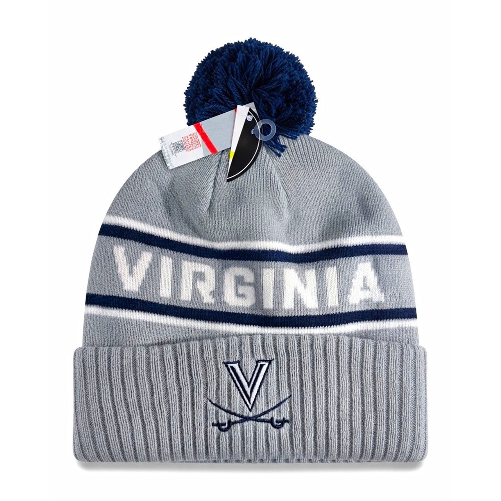 Captivating Headwear Virginia Cavaliers Gray Knit Pom Beanie UVA Collegecore
